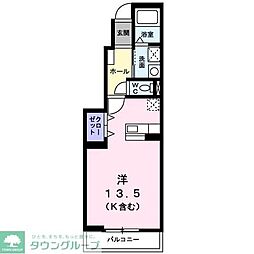 JR武蔵野線 新八柱駅 徒歩17分の賃貸アパート 1階ワンルームの間取り