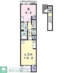 つくばエクスプレス 柏の葉キャンパス駅 徒歩21分の賃貸アパート 2階1LDKの間取り