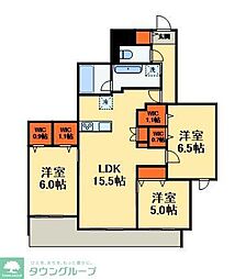 アレーズKASHIWANOHA 202 2階3LDKの間取り