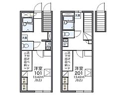 レオパレス前ヶ崎 2階1Kの間取り