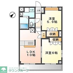 つくばエクスプレス 流山おおたかの森駅 徒歩15分の賃貸マンション 3階2LDKの間取り