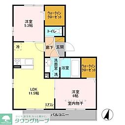 JR武蔵野線 吉川駅 バス10分 ルネサンス吉川入口下車 徒歩3分の賃貸アパート 3階2LDKの間取り