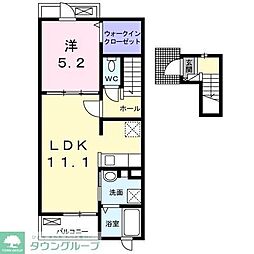 京成松戸線 八柱駅 徒歩19分の賃貸アパート 2階1LDKの間取り