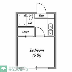 JR常磐線 柏駅 徒歩5分の賃貸マンション 2階1Kの間取り