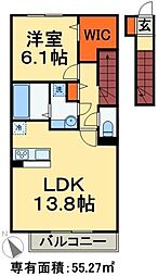 JR武蔵野線 新八柱駅 徒歩7分の賃貸アパート 2階1LDKの間取り