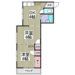 東武野田線 六実駅 徒歩21分の賃貸アパート 2階2DKの間取り