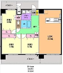 リアン 3LDKの間取図画像