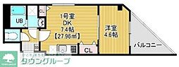 L`espace北松戸 1DKの間取図画像