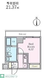 松戸市本町マンション 1Kの間取図画像