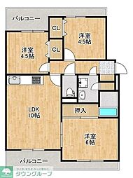 さが美松戸ハイツ第1 3LDKの間取図画像