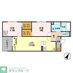 ウエストレジデンス 2LDKの間取図画像
