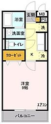 グランドソレーユBABA3 1Kの間取図画像