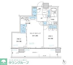 パークシティ柏の葉キャンパスザ・ゲートタワーウエスト 2LDKの間取図画像