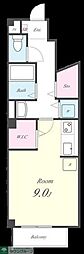 ヴァーグ参番館 ワンルームの間取図画像