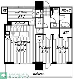 ライオンズタワー柏 3LDKの間取図画像