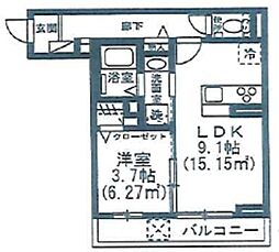 グランバニア 1LDKの間取図画像