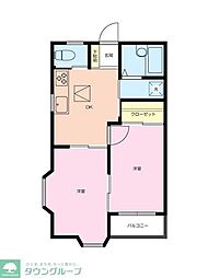 T・Mフラッツ 2DKの間取図画像