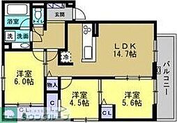 グランドフォレスト 3LDKの間取図画像