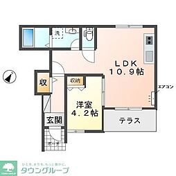 ブルック 1LDKの間取図画像