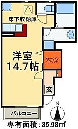 サニーコートA棟 1Kの間取図画像
