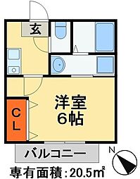 プロスペラーレ北松戸 1Kの間取図画像