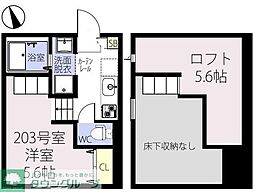 ライゼストフロレスタ ワンルームの間取図画像