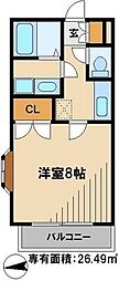 アヴェニールS 1Kの間取図画像