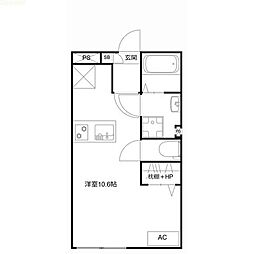 MQuarto梅郷II ワンルームの間取図画像