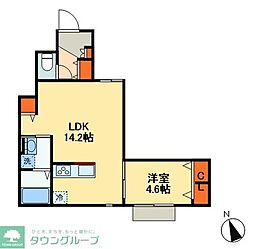 流山市おおたかの森北2丁目アパート 1LDKの間取図画像