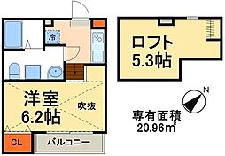 KAHALE松戸A ワンルームの間取図画像