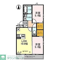 プリマヴェーラA 2LDKの間取図画像