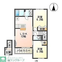 ボヌールメゾン 2LDKの間取図画像
