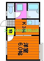 コーポK 1Kの間取図画像