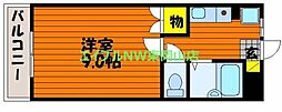 桂マンション2 1Kの間取図画像