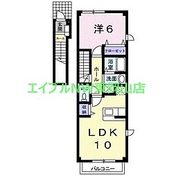 ヴィラバンリューA棟 1LDKの間取図画像