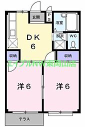 エルディムHiフィールド 2DKの間取図画像