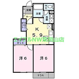 クラウド大窪A棟 2Kの間取図画像