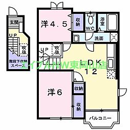 リーブラB棟 2LDKの間取図画像
