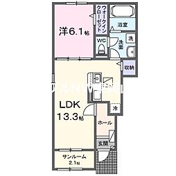 パン・カオレA 1LDKの間取図画像