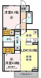 トリシア関 2LDKの間取図画像