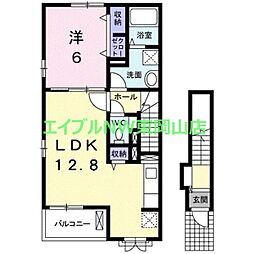 リバーサイドはるかC 1LDKの間取図画像