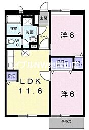 ニューエルディム貴船3 2LDKの間取図画像
