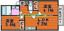 リバーサイド金岡B 2LDKの間取図画像