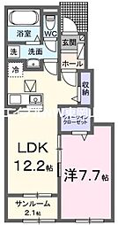 フェリスガーデン 1LDKの間取図画像