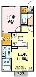 パルティール 1LDKの間取図画像