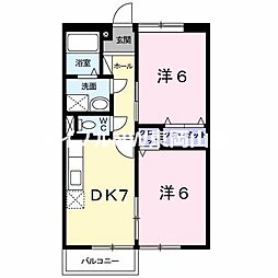 ニューエルディム貴船2 2DKの間取図画像