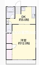 ヴィラ浜 1DKの間取図画像