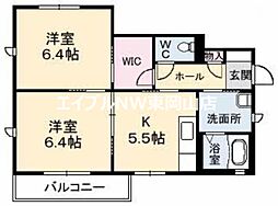 ベルナール・サイB 2DKの間取図画像