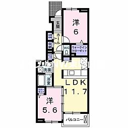 エスポアA棟 2LDKの間取図画像
