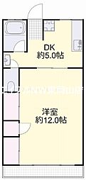 ヴィラ浜 1DKの間取図画像